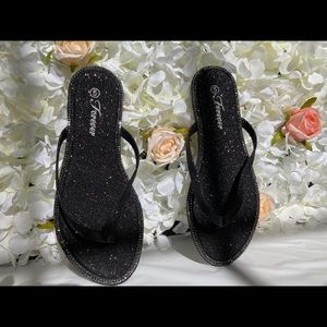 black sparkly sandals